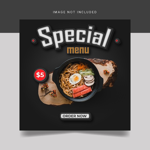 Vector special menu banner for social media post