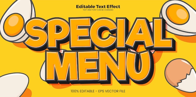 Редактируемый текстовый эффект Специального меню в современном трендовом стиле