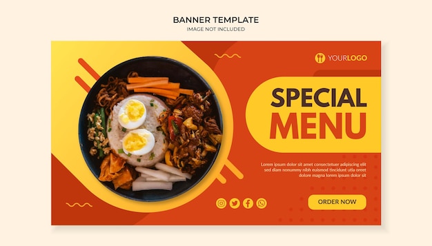 レストランやカフェの特別メニューフードバナーテンプレート