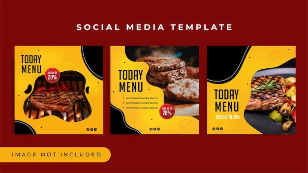 Modello di social media bistecca di menu speciale