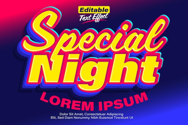 Vector special night yellow neon text effect