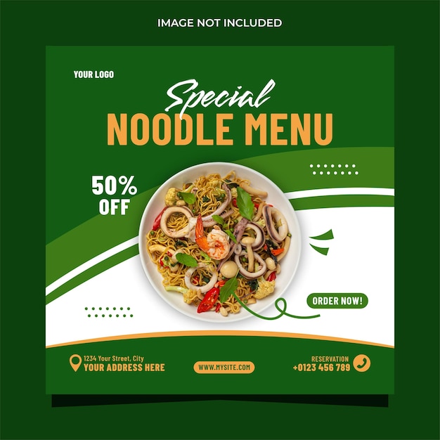 Special noodles menu social media banner template design