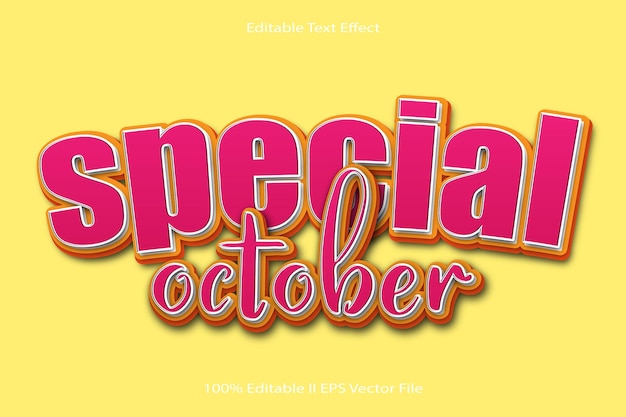 Special October Editable Text Effect 3d Emboss Cartoon Gradient Style