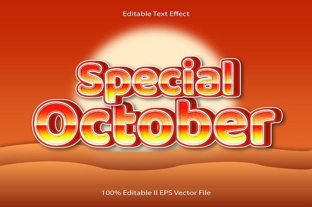 Special October Editable Text Effect 3d Emboss Cartoon Gradient Style