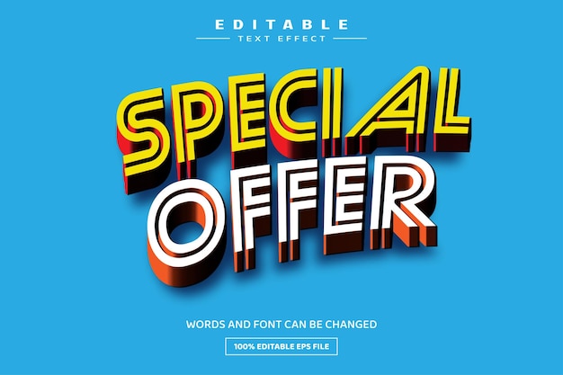 Vector special offer 3d editable text effect template