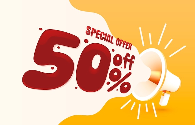 Special offer 50 percent big sale banner label event promotion poster vector