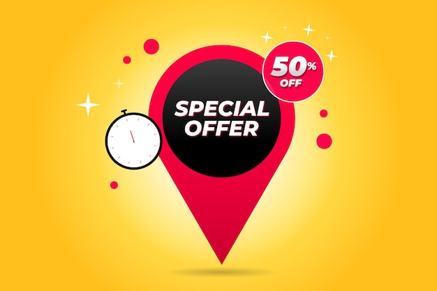 Vector special offer 50 percent off on pin icon vector