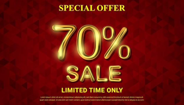 Special offer 70 percent off selling vector with golden 3d number