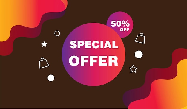 Special Offer Banner design with gradient and modern elements on brown background