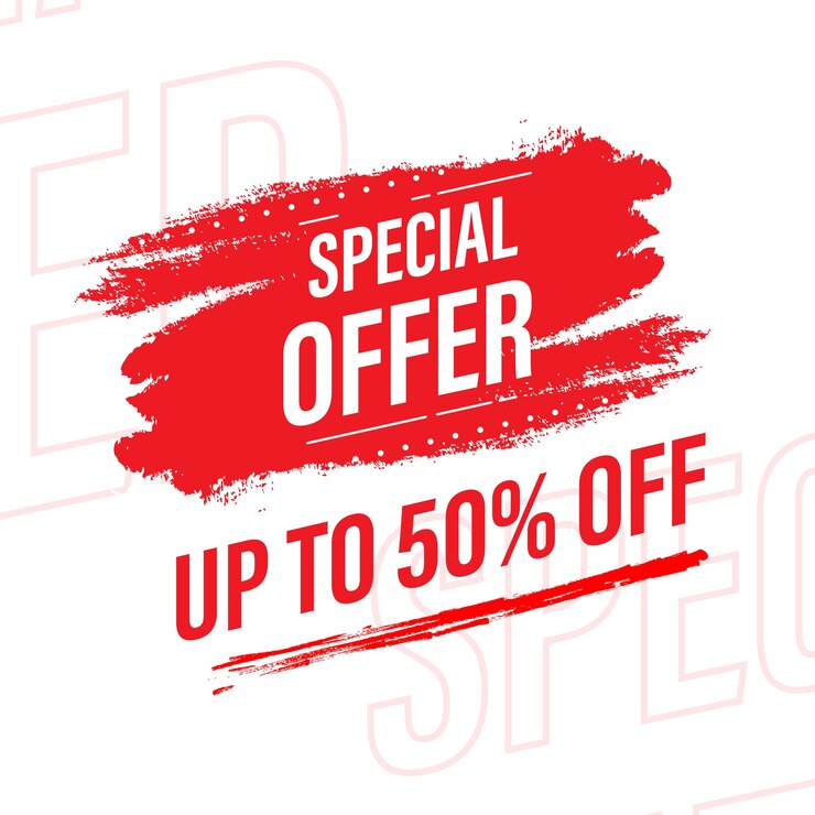 Vector special offer banner template grunge brush style shopping promotion discount advertising