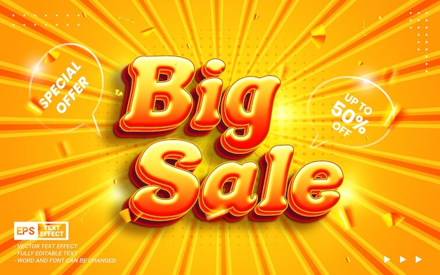 Special offer big sale only this weekend editable 3d vector text effect