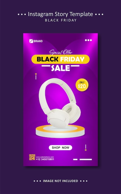 Modello di storia di facebook di instagram per volantino del black friday dell'offerta speciale