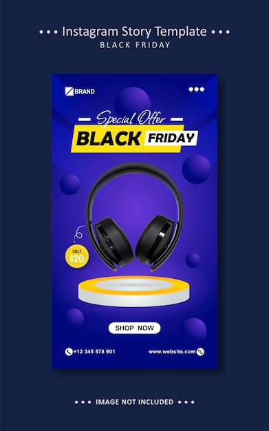 Vector special offer black friday flyer instagram facebook story template