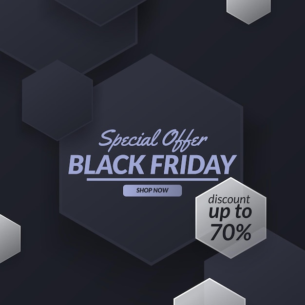 Offerta speciale venerdì nero vendita sconto promozione banner modello stagione con geometria decorazione motivo esagonale