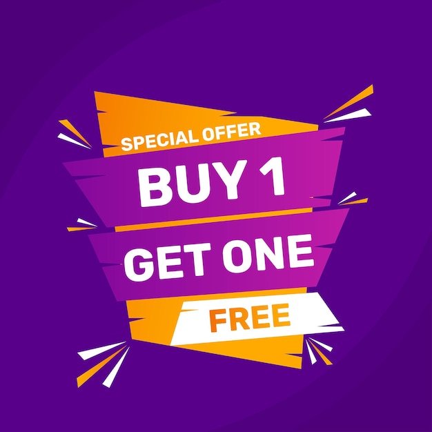 Vector special offer buy one get one free sale banner with editable text effect