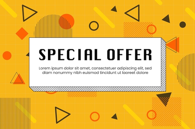 Vector special offer design template with memphis background