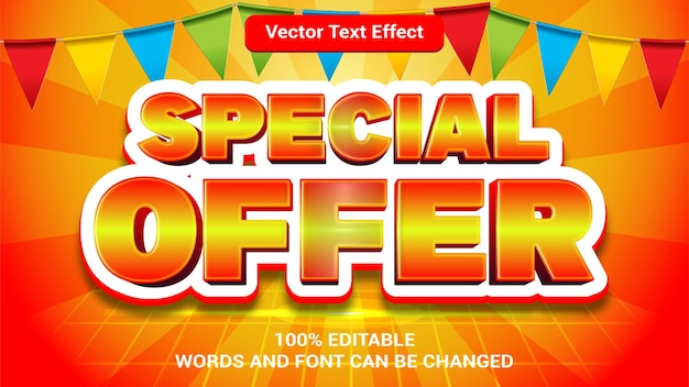 Vector special offer editable 3d text effect with modern style color