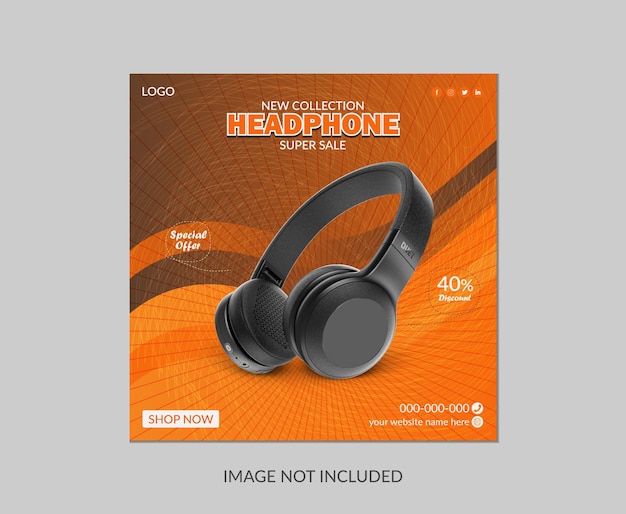 Vector special offer headphone social media post design