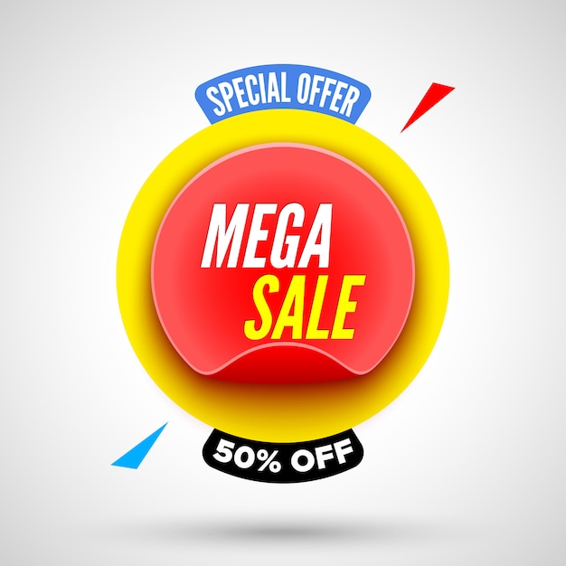 Special offer mega sale colorful banner. sticker.