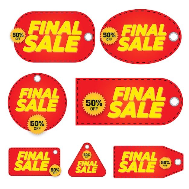 special offer new collection and final sale banners Red ribbons tags and stickers Vector
