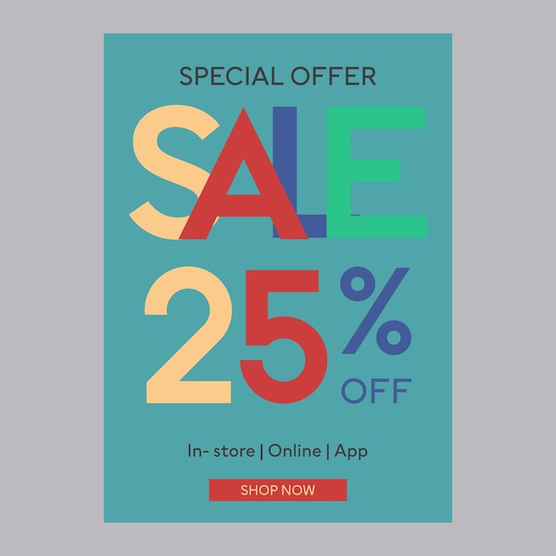 Offerta speciale vendita 25 di sconto sul poster promozionale