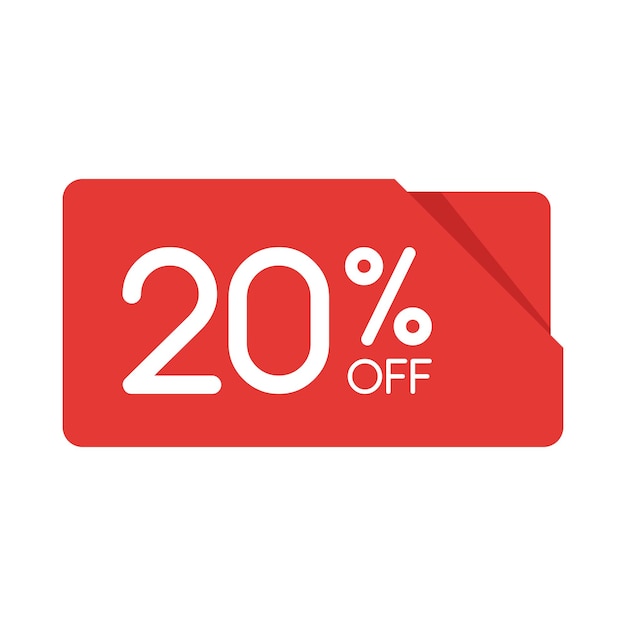 特別オファーセール赤い長方形の折り紙タグ。 20％割引のオファー価格ラベル、小売、販売プロモーションマーケティング、孤立したベクトルイラストの広告キャンペーンのシンボル。