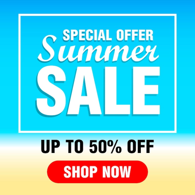 Vector special offer summer sale summer sale design with 50 discount summer sale banner poster flayer vector illustration