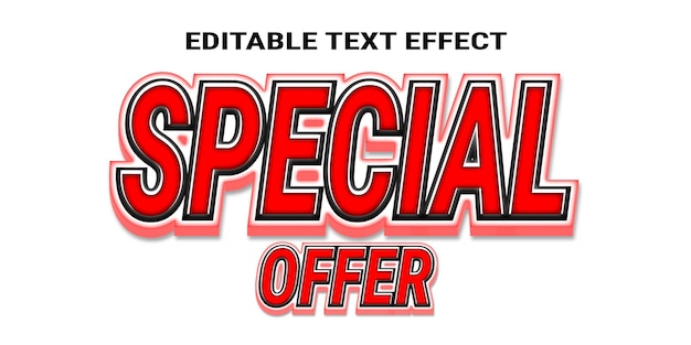 Special offer text effect with red letters and white light beside it