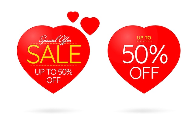 Offerta speciale fino al 50% di sconto sui saldi di san valentino.