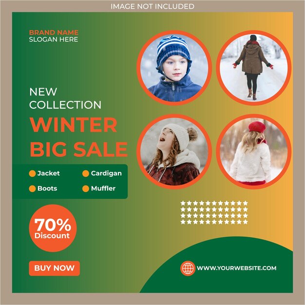 Special offer winter big sale and social media post banner