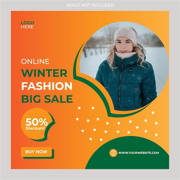 Offerta speciale inverno grande vendita e banner post sui social media