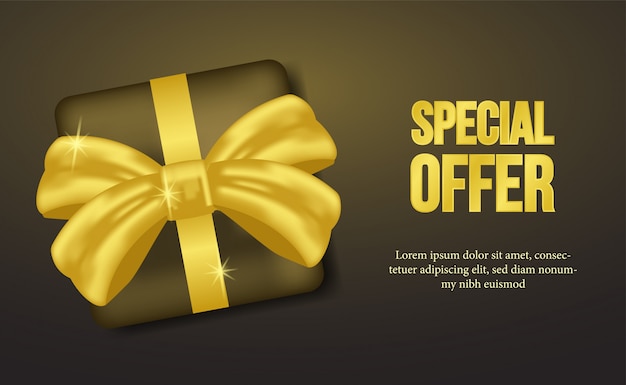 special offer with gift box and golden ribbon