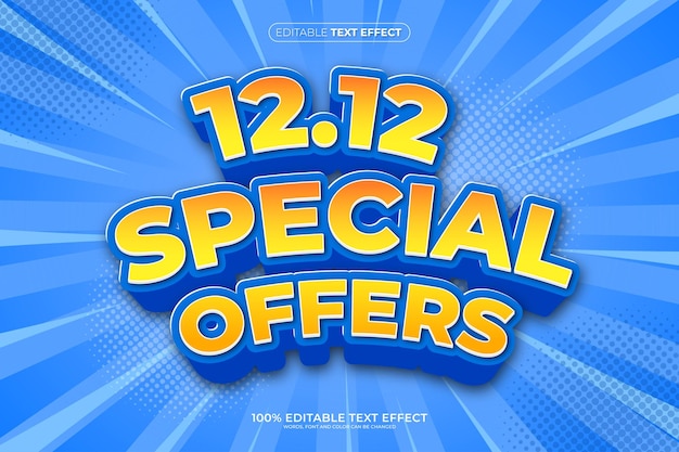 Special offers 3d editable text effect. shopping concept illustration