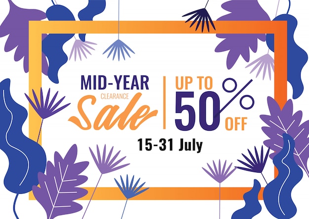 Special offers and promotion banner. Mid Year Sale, Summer Sale. 