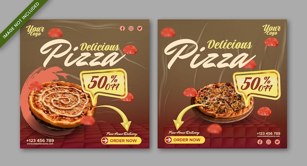 Vettore post sui social media e modello di banner per la promozione di menu speciali per pizza