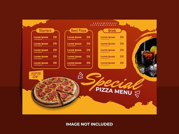 Special pizza landscape menu template design