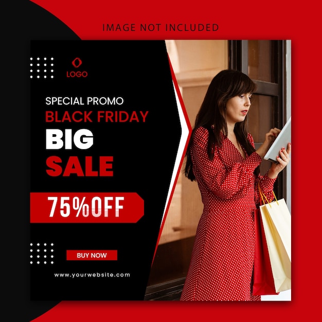 Vector special promo black friday big sale banner and social media post template editable