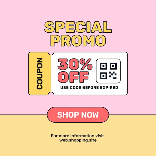 Special promo coupon giveaway barcode online shop promotion sale for social media