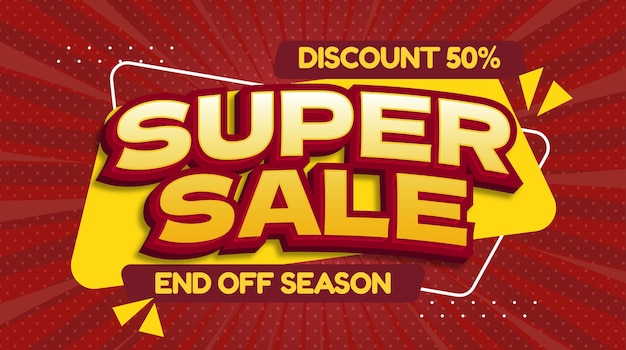 Special promo sale banner editable text effect with comic style