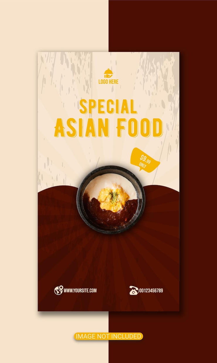 Vector special restaurant food or asian food menu poster or instagram food post design