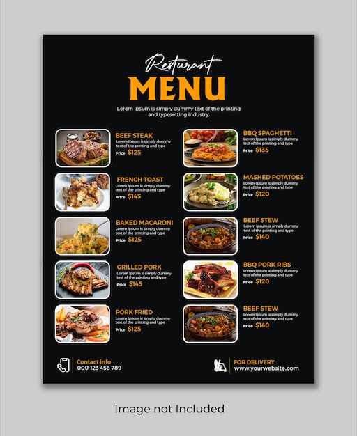Special restaurant food menu flyer design template