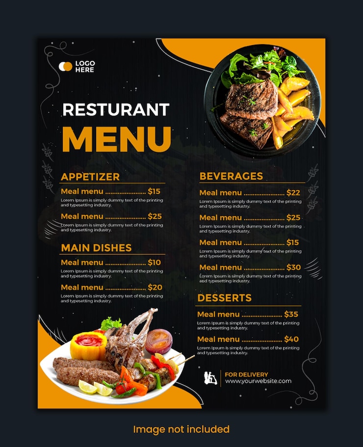 Vector special restaurant food menu flyer template