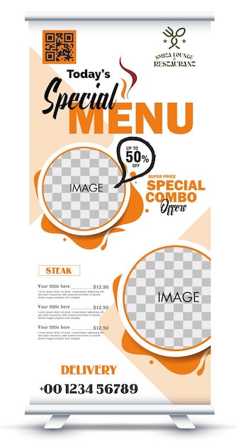 Vector special restaurant food standing banner template