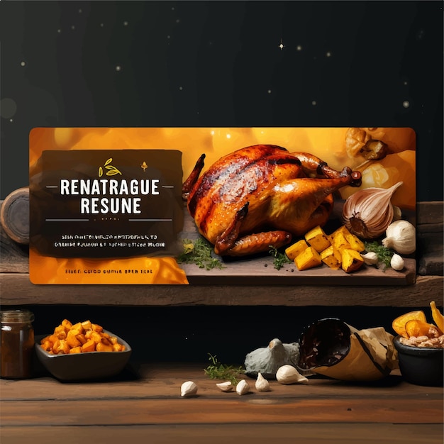 Vector special roast chicken or restaurant