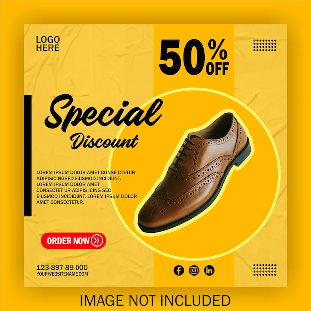 Sconto vendita speciale 50% di sconto banner design scarpe banner design social media