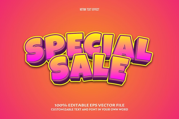 Special sale editable text effect 3 dimension emboss comic style