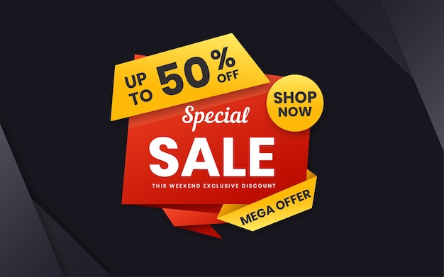 Special sale mega offer banner template with editable text effect