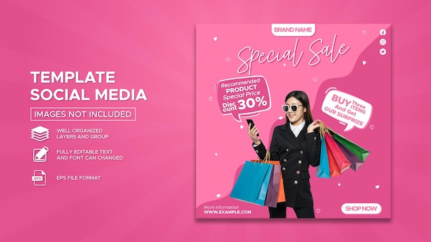 Premium Vector | Special sale social media promotion design template