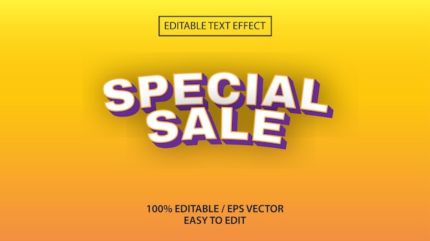 special sale text effect with a combination of purple yellow and white