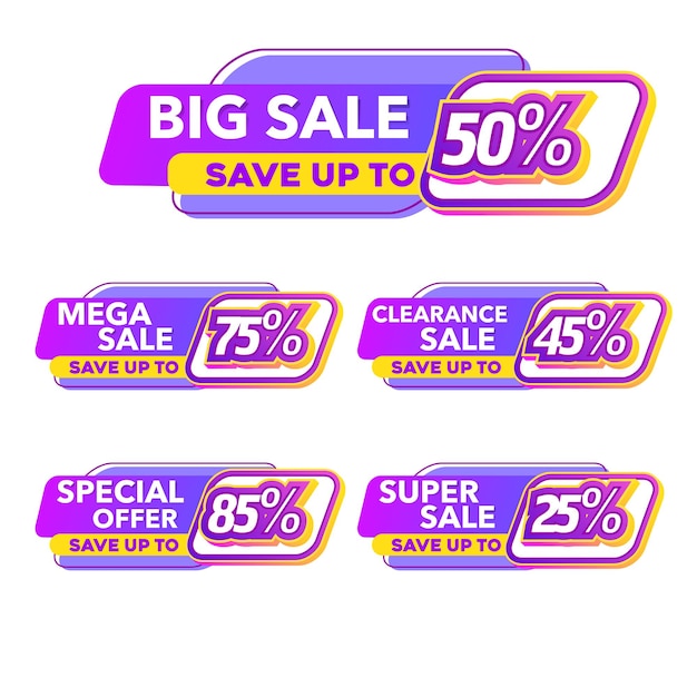 Set speciale di offerte e sconti gradiente banner template vector design